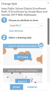Screenshot of layer drawing style options in ArcGIS Online
