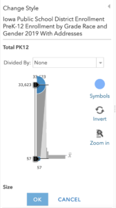 Screenshot of options for changing layer style in ArcGIS Online